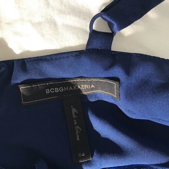 BCBGMaxAzaria Satin Bondage Navy Blue Dress - Picture 7 of 7